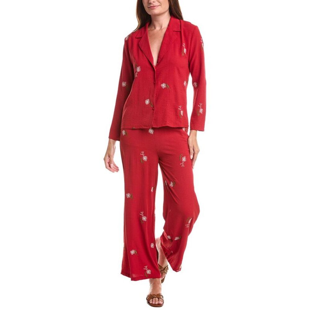 Anna Kay Womens  2Pc Akena Top & Pant Set, Red